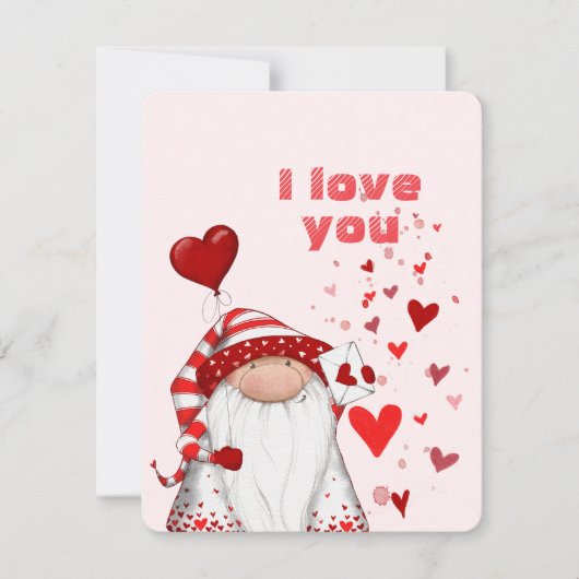 Gnome Red Hearts Schattige Liefde en Valentijn's D Feestdagenkaart (Voorkant)