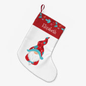 Gnome Red Modern Leaf Border vakantienaam Schattig Kleine Kerstsok (Voorkant (Hangend))