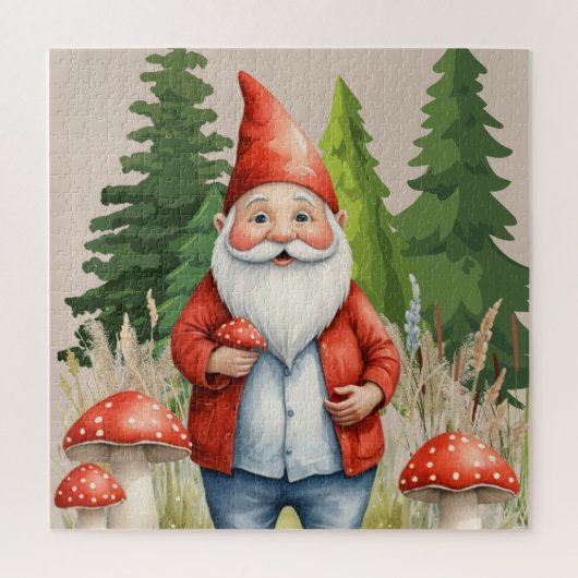 Gnome Red Mushrooms Legpuzzel (Verticaal)