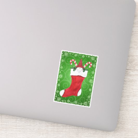 Gnome Red Pet Candy Candes kerststaarten Sticker (Detail)