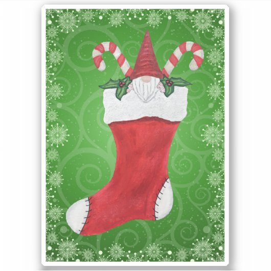 Gnome Red Pet Candy Candes kerststaarten Sticker (Voorkant)