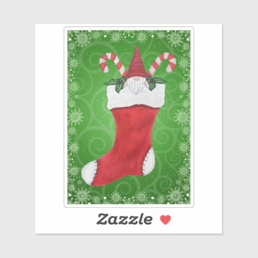 Gnome Red Pet Candy Candes kerststaarten Sticker (Vel)