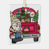 Gnome Red Truck gepersonaliseerd Keramisch Ornament (Rechts)