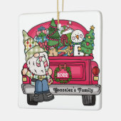 Gnome Red Truck gepersonaliseerd Keramisch Ornament (Links)