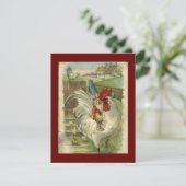  Gnome Rides Haan Fantasy Feestdagenkaart (Staand voorkant)