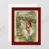  Gnome Rides Haan Fantasy Feestdagenkaart (Voorkant / Achterkant)