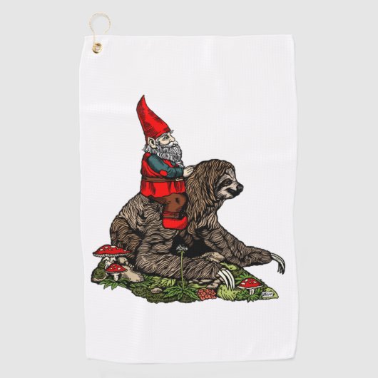 Gnome Riding a Sloth Golfhanddoek (Voorkant)
