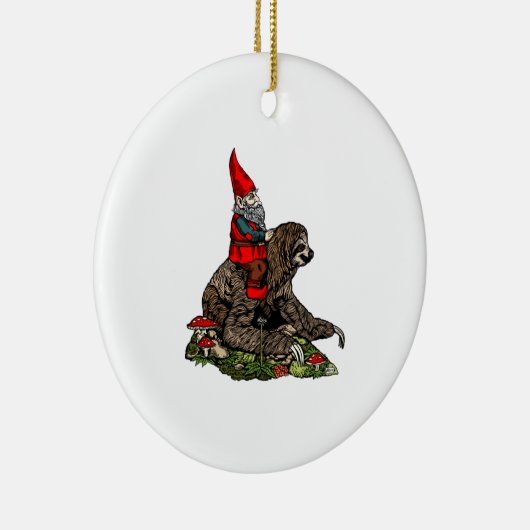 Gnome Riding a Sloth Keramisch Ornament (Rechts)