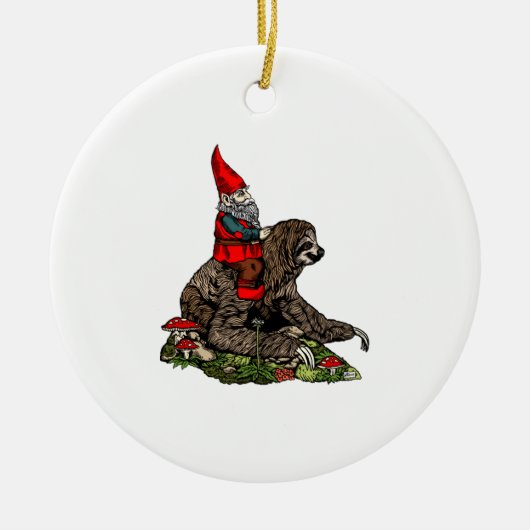 Gnome Riding a Sloth Keramisch Ornament (Voorkant)