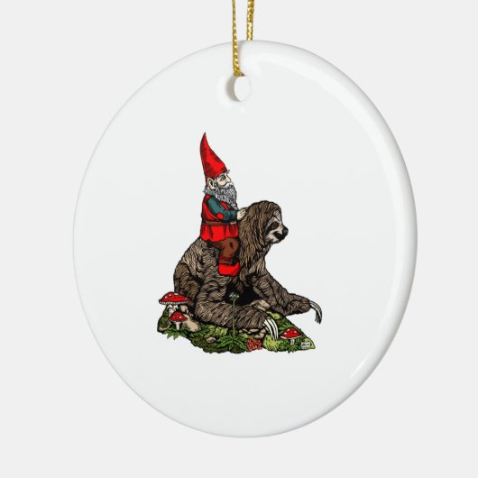 Gnome Riding a Sloth Keramisch Ornament (Links)
