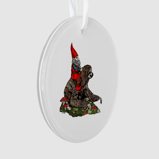 Gnome Riding a Sloth Ornament (voorkant)
