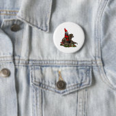 Gnome Riding a Sloth Ronde Button 5,7 Cm (In situ)