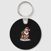 Gnome Riding Engels Bulldog Kerstmis Kerstmis Jong Sleutelhanger (Voorkant)