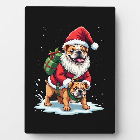 Gnome Riding English Bulldog Christmas Xmas Boys G Fotoplaat (voorkant)