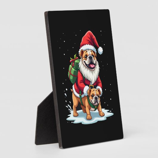 Gnome Riding English Bulldog Christmas Xmas Boys G Fotoplaat (Zijkant)