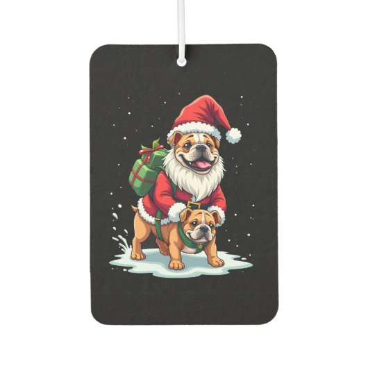 Gnome Riding English Bulldog Christmas Xmas Boys G Luchtverfrisser (Voorkant)