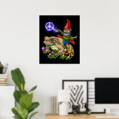 Gnome Riding Frog Poster (Thuiskantoor)