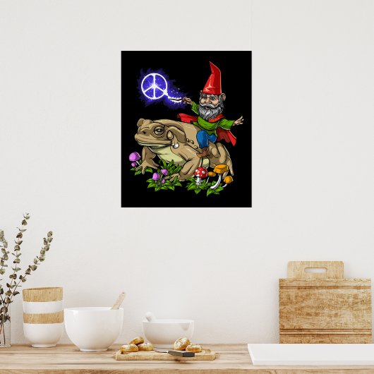 Gnome Riding Frog Poster (Keuken)