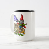Gnome Riding Frog Tweekleurige Koffiemok (Voorkant links)