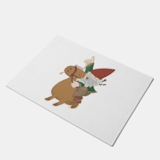 Gnome Rijden een Capybara Deurmat (Schuin)