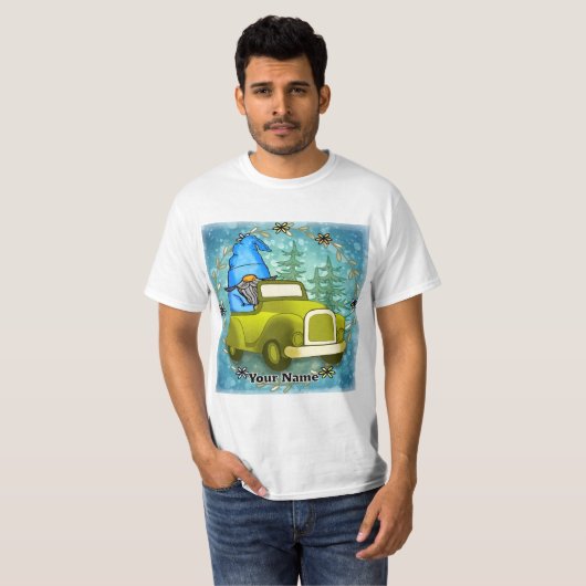 Gnome rijdende auto t-shirt (Voorkant volledig)