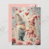 Gnome Romance: Valentijnsdag Gnome Paar Briefkaart (Voorkant / Achterkant)