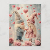 Gnome Romance: Valentijnsdag Gnome Paar Briefkaart (Voorkant)
