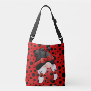 Gnome rood met zwarte stippen crossbody tas
