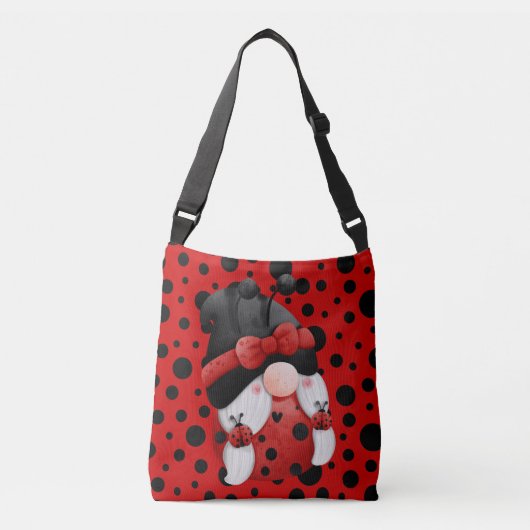 Gnome rood met zwarte stippen crossbody tas (Voorkant)