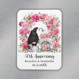 Gnome Roze Bloemboog 50ste Huwelijksjubileum Magneet