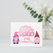 Gnome roze paddenstoel Valentijn Feestdagenkaart (Staand voorkant)