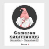 Gnome Sagittarius Astrology Sign Angel 8" Vinyl Sticker (Vel)