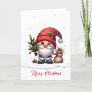 Gnome Santa Claus Cartoon Character Bedankkaart