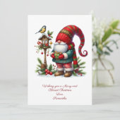 Gnome Santa Claus Wintervakantie Kaart (Staand voorkant)