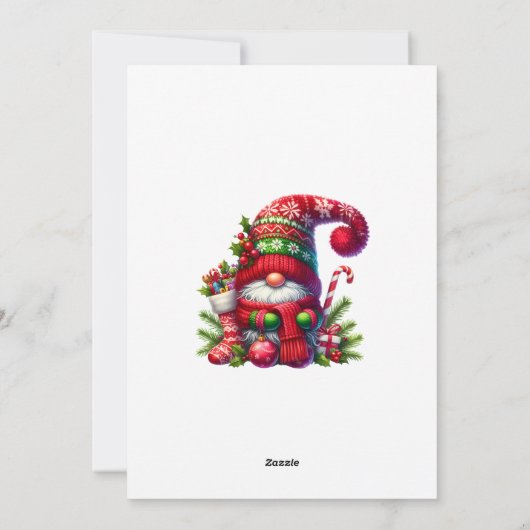 Gnome Santa Claus Wintervakantie Kaart (Achterkant)