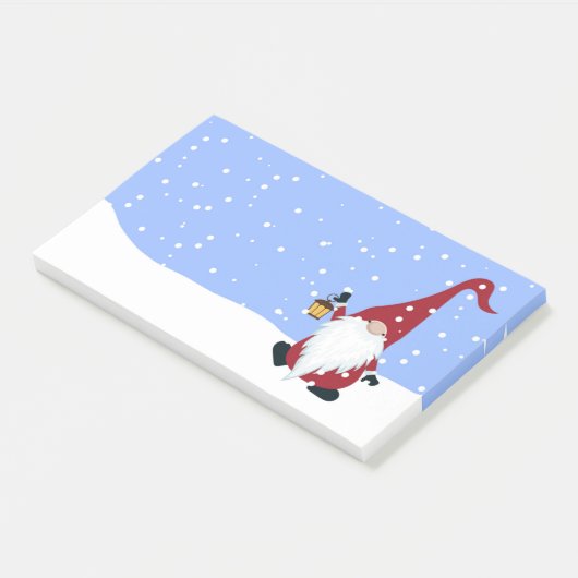 Gnome, Santa Hat, sneeuw, Winter Post-it Note (Schuin)