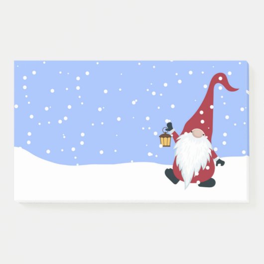 Gnome, Santa Hat, sneeuw, Winter Post-it Note (Voorkant)