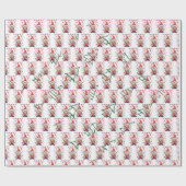 Gnome Santa met achtergronds kerstbomen Cadeaupapier (Vlak)