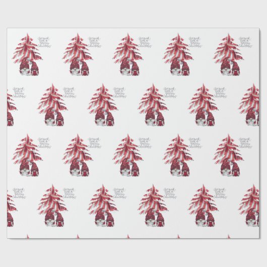Gnome Santa & Mrs Claus Wrapping Paper Cadeaupapier (Vlak)