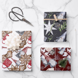 Gnome Scandinavian Nordic Waterverf Kerstmis Inpakpapier Vel