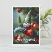 Gnome Schattige Grappig Trendy Whimsical Fantasy G Feestdagenkaart (Staand voorkant)