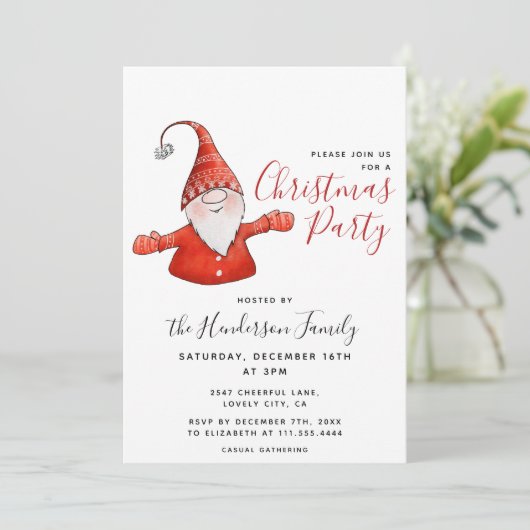 Gnome Schattige kerstfeest Kaart (Staand voorkant)