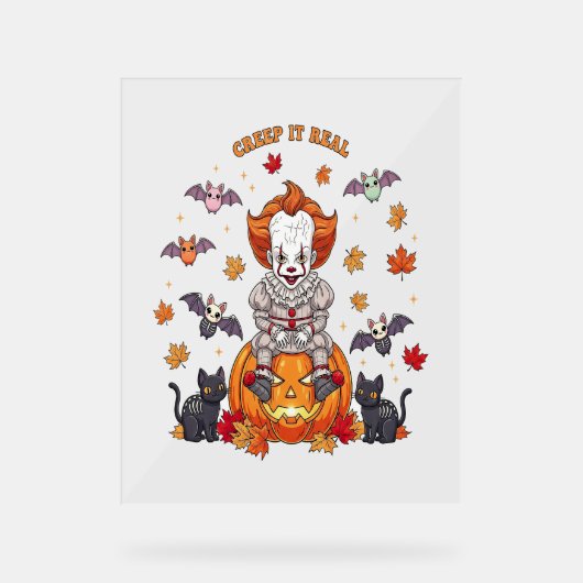 Gnome Schattigee pompoen Halloween Acryl Bord (Voorkant)