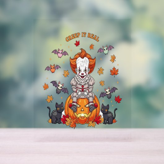 Gnome Schattigee pompoen Halloween Acryl Bord (Neutraal)