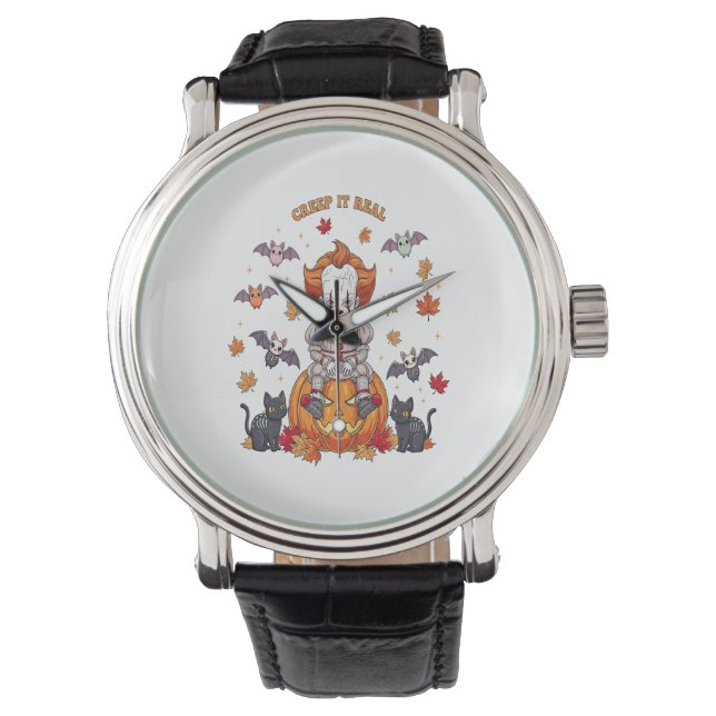 Gnome Schattigee pompoen Halloween Horloge (Voorkant)