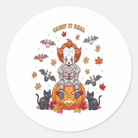 Gnome Schattigee pompoen Halloween Ronde Sticker (Voorkant)