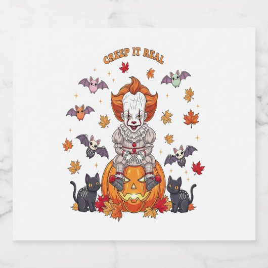 Gnome Schattigee pompoen Halloween Sparkling Wijnetiket (Enkel label)