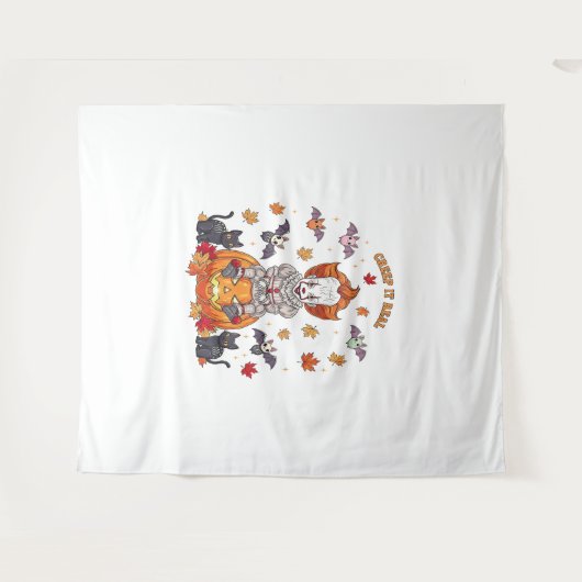 Gnome Schattigee pompoen Halloween Wandkleed (Voorkant (horizontaal))