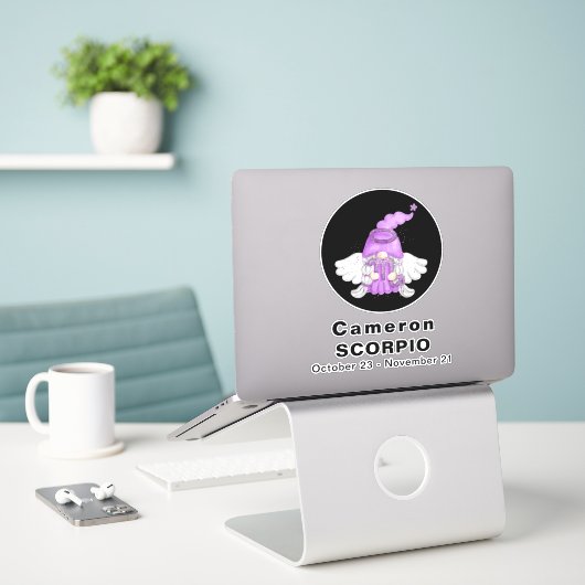 Gnome Scorpio Astrology Sign Angel 8" Vinyl Sticker (Laptop op bureau)