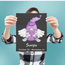 Gnome Scorpio Astrology Sign Angel 8" x 10 Poster